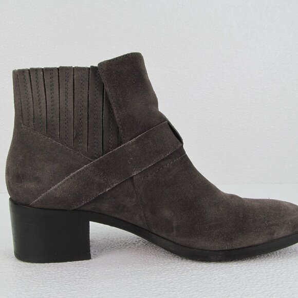 Aquatalia Foster Dark Gray Suede Ankle Booties 8.5 - Picture 2 of 11